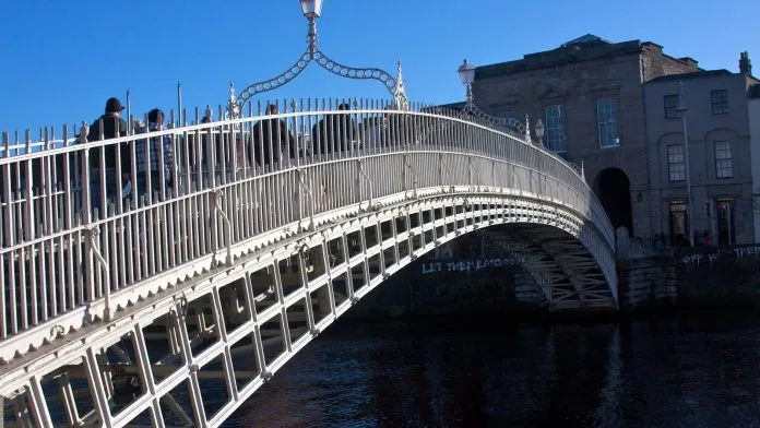 Ha'penny Bridge over the River Liffey in Dublin