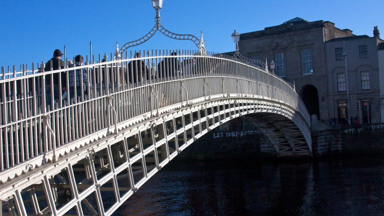 Ha'penny Bridge over the River Liffey in Dublin